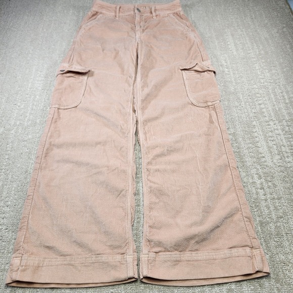 American Eagle Outfitters Pants - American Eagle Cargo Pants Women 4 Baggy Wide Leg Super High Rise Corduroy Y2K